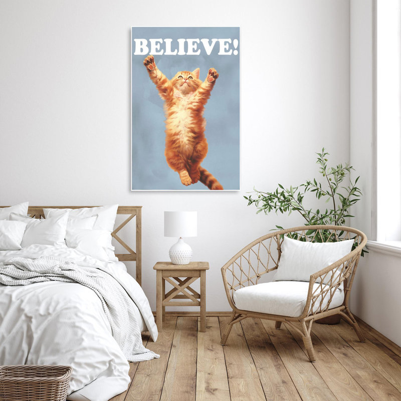 Cat Believe - 1 pièce, impression sur toile tendue, L 24 po x H 36 po