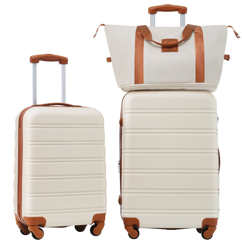 Valise Hardshell 2 pièces + valise à roulettes avec verrou TSA léger 20 po + 24 po