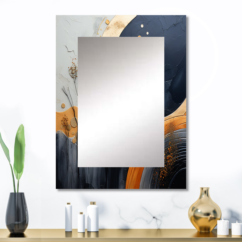 Yellow and black Landscape Symphony IV - Landscapes Decorative Wall Mirror, Modern Large Mirror, Printed Metal Art, 32" x 24"