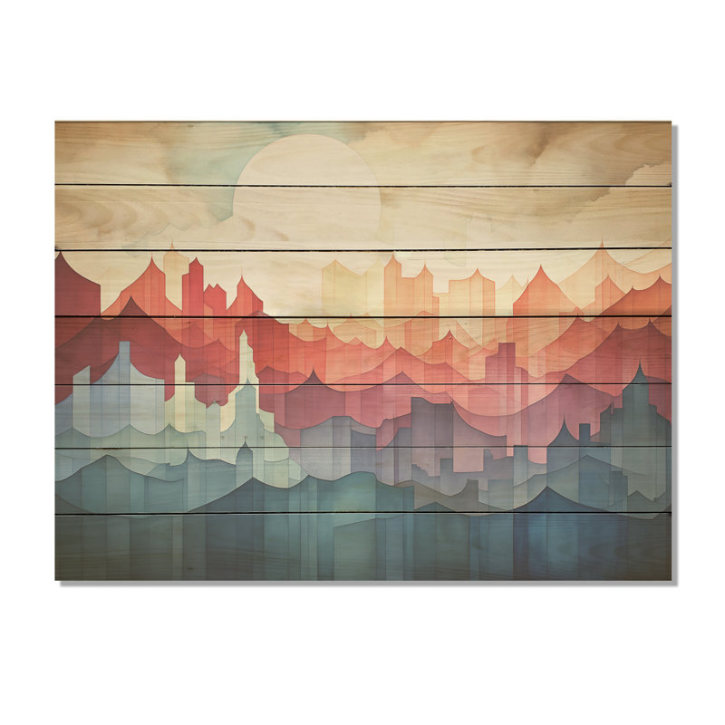 Watercolor Colorful New York City III - Abstract Landscape On Wood Print, 30" H x 40" W x 0.78" D