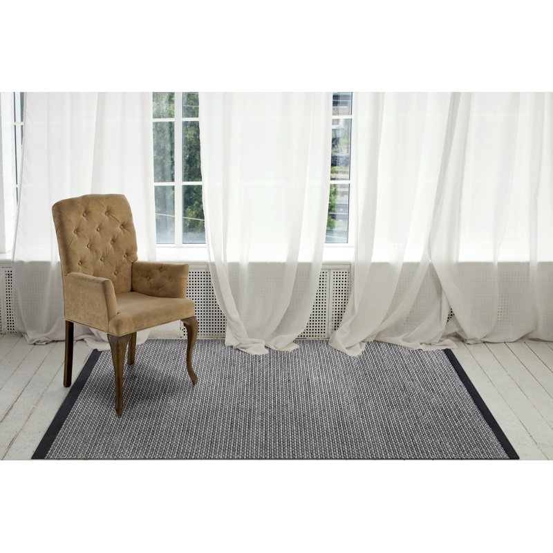 Tapis ivoire / gris clair / noir tissé à la main Anwaar, Rectangle 5 pi x 8 pi