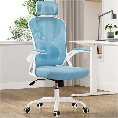 Chaise de bureau ergonomique, chaise de bureau avec appui-tête, chaise d'ordinateur à haut dossier avec accoudoirs et support lombaire réglable pour la salle d'étude de bureau à domicile