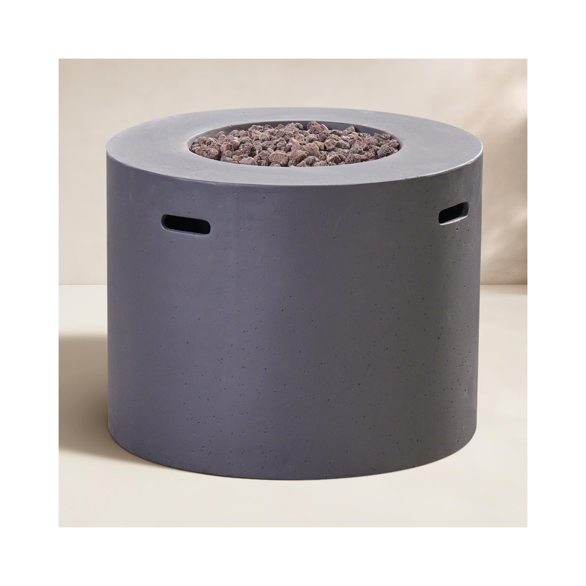 Caelan Round Fire Pit Table, Dark Gray