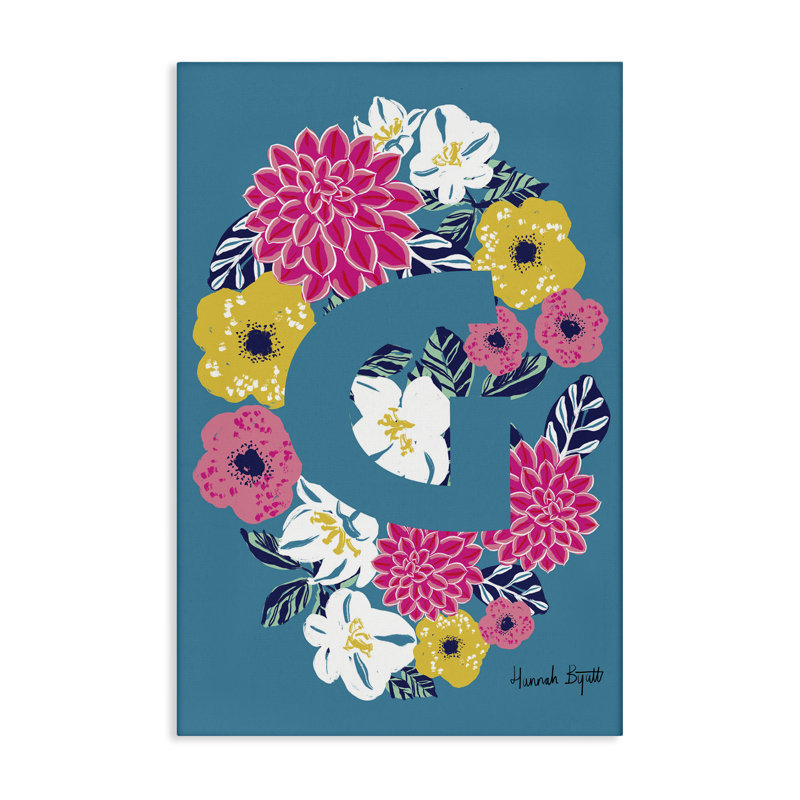 Art floral sur toile florale lettre G par Hannah Louise Byatt, H 45 po x l 30 po
