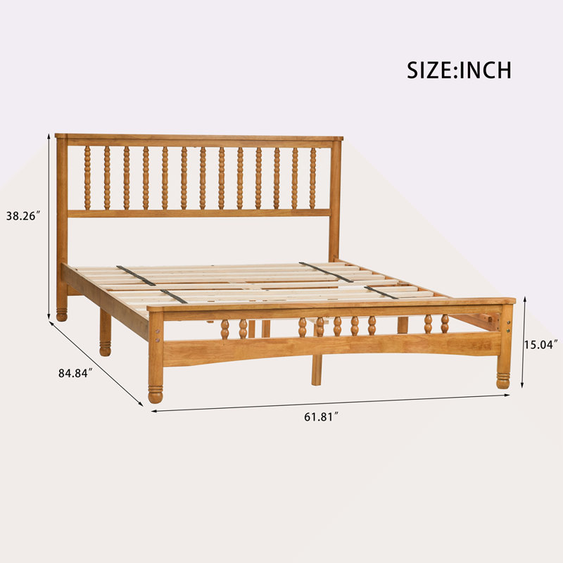 Structure de lit plateforme en bois de style grand lit avec tête de lit, sommier tapissier, assemblage facile