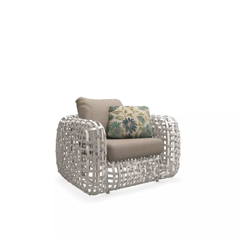 Matilda Outdoor Lounge Chair, Spectrum Dove/Violetta Baltic, Whitewash