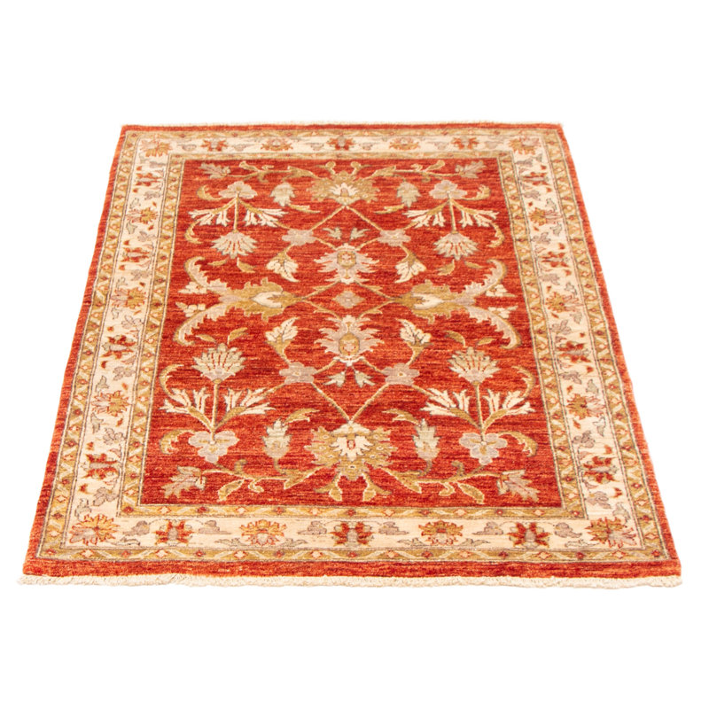 Tapis orange / beige en laine noué à la main de conception unique 4 pi x 6 pi New Age Bournemouth