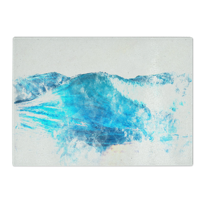Tempered Glass Rolling Ocean Waves Chopping Board, 20 cm x 28.5 cm