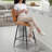 26.97" Counter Stool With Faux Leather And Curved Walnut Wood Backrest Design-595812644