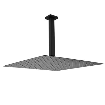 1-Spray Patterns With 2.5 GPM 15.7 In. Ceiling Mount Fixed Shower Head In Matte Black