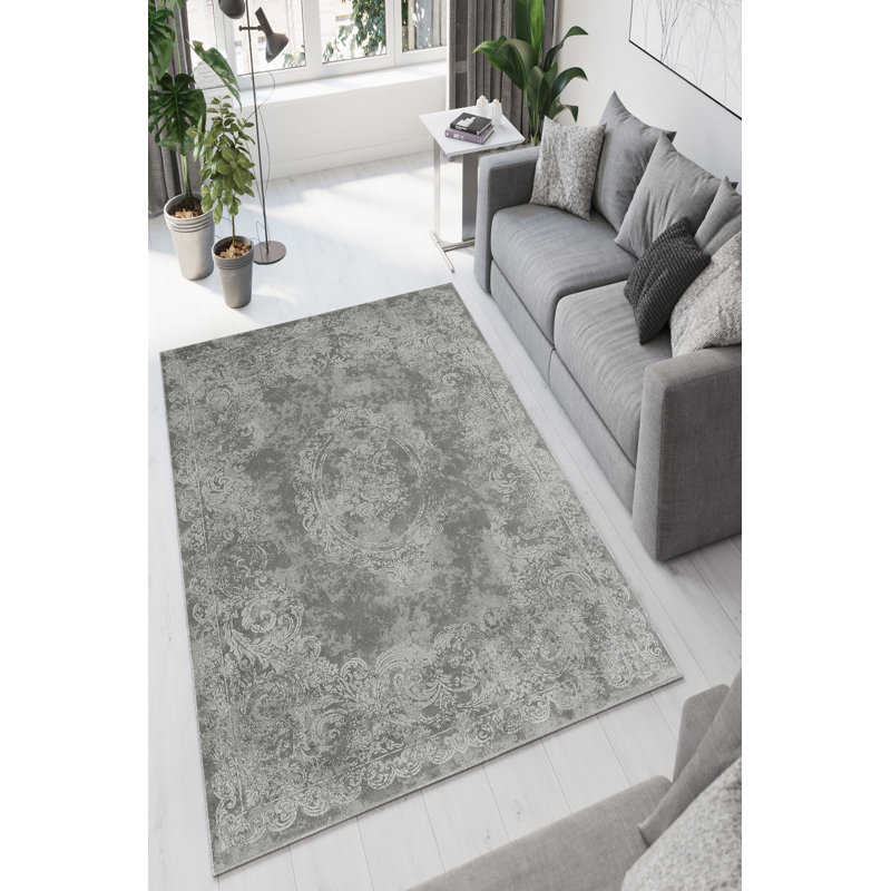 Premium Hall Carpet, 3.3 x 6.6 ft, Grey | 100% Polyester, 650 g/m² | Antibacterial, Non-Slip PVC Dot Underside | Machine Washable, Eco-Friendly, 0.2 in Pile Height | Perfect for Entryway, Living Room & Bedroom
