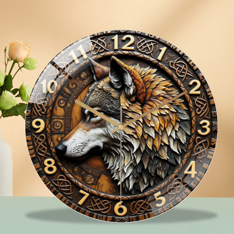 Horloge murale loup, horloge murale 12 po