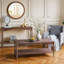 Console 47 x 14 x 30 po en bois brun avec pieds en spirale tournés et tablette inférieure