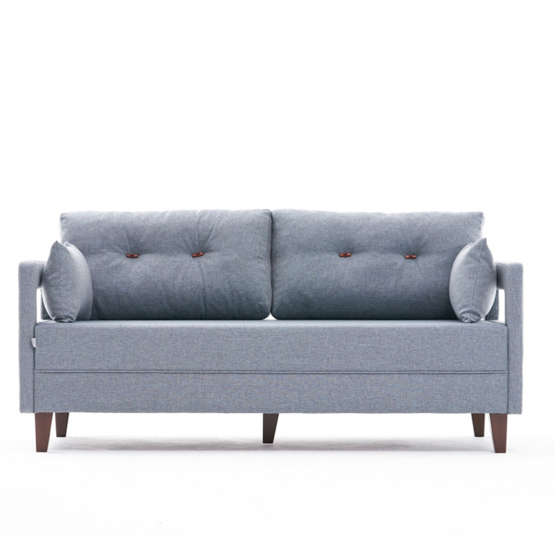 Canapé convertible Yonah, 100 % polyester bleu