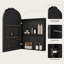 Armoire à pharmacie murale vintage Arch avec miroir et rangement, 40 x 63 cm, plateau sculpté et étagère réglable, noir antique
