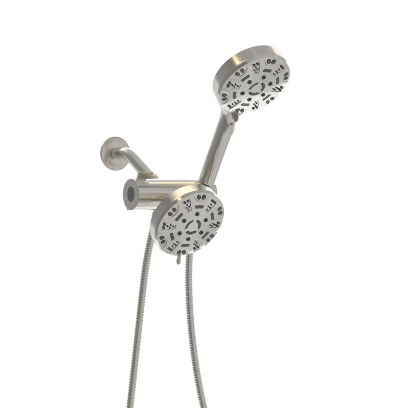 Douche à 8 poignées et pomme de douche à pluie de 4,7 po, pomme de douche double à finition nickel brossé,, Nickel brossé