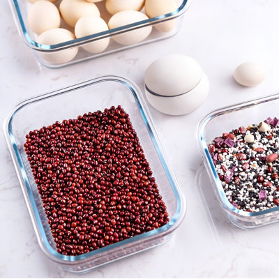 Fixturedisplays® Glass Storage Container 8X6X2.6" With Lid Airtight Glass Lunch Boxes For Freezer To Oven Safe Leak Proof 5BD2FF96DA9D46A9885E43CE90AE1EBD