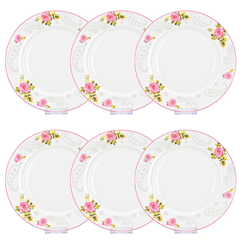 Ensemble de 6 assiettes en porcelaine rose Garden Rose