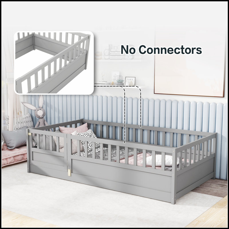 Lit pour enfant Montessori, Gris, Lit simple