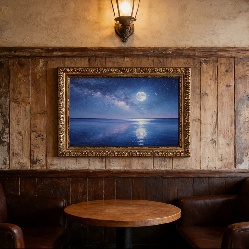 Cadre mural vintage orné « Voie lactée nocturne » – Cadre décoratif doré pour œuvres d'art., L 16 po x l 24 po