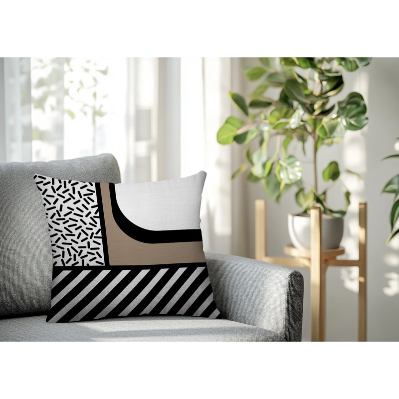 Oreiller carré réversible intérieur / extérieur Jazzo, Carré 16 po, Beige