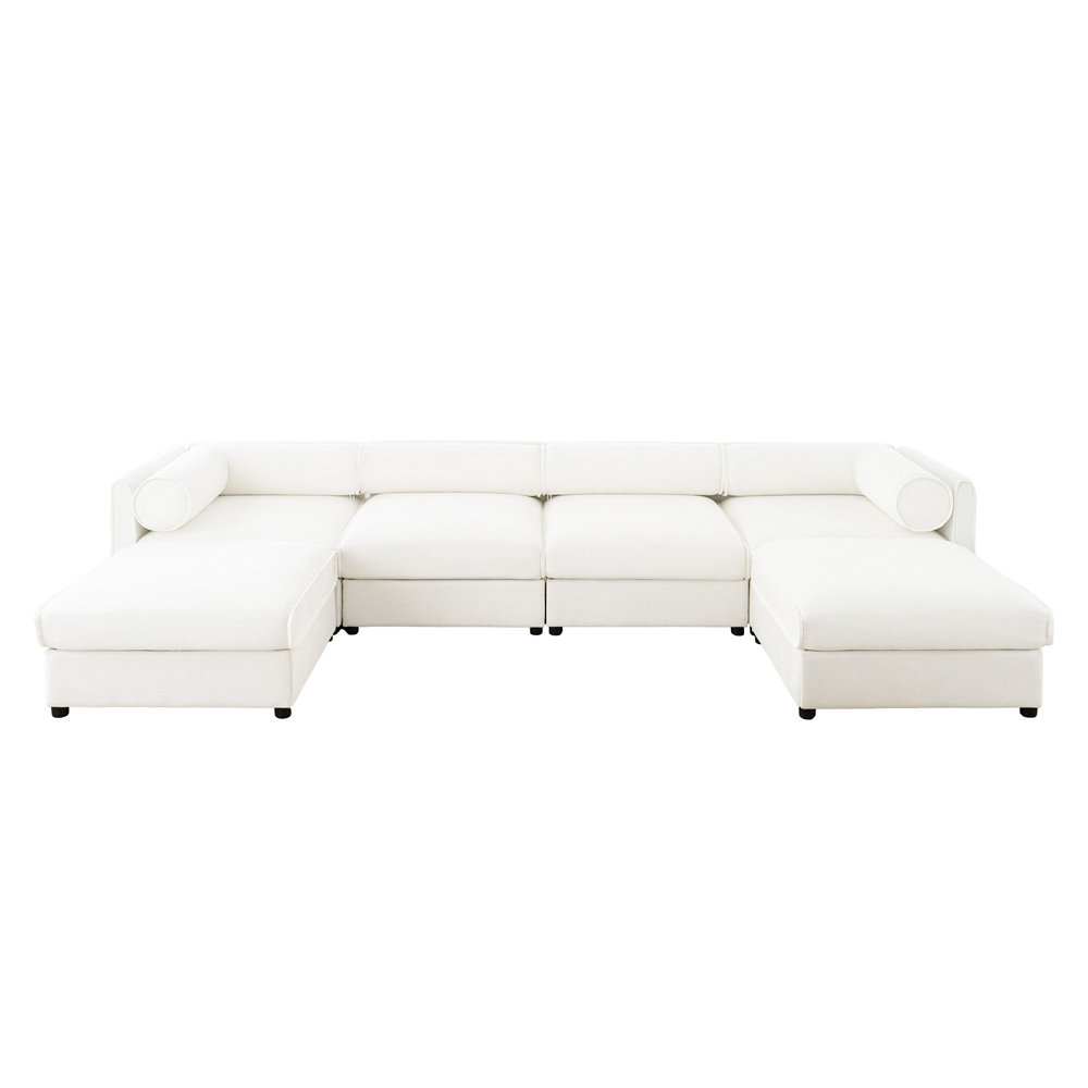 Ebern Designs Modular Sectional Sofa with Storage Ottoman Deep Seat ...
