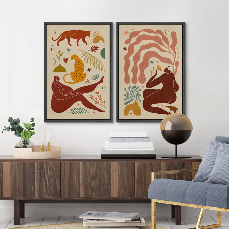 «Bright Preppy Animals» Mid-Century, Noir, H 24 po x l 32 po x P 1,5 po