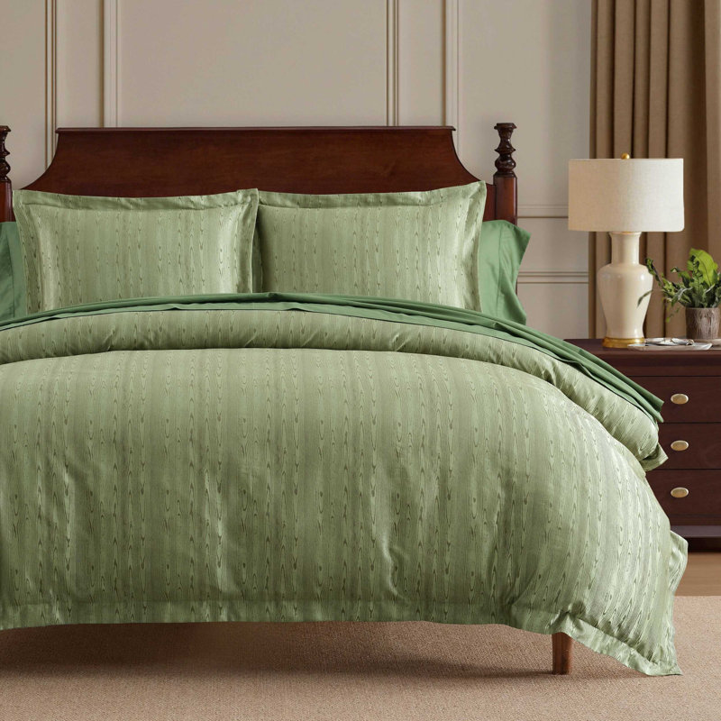 Martha By Martha Stewart Reversible Duvet Cover Set, Housse de couette très grand et 2 très grandes t, Green Wood & Shiplap