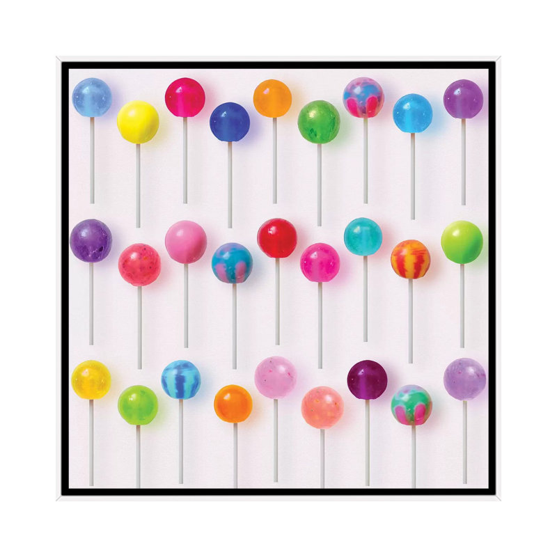 " Colourful Lollipops " by Erin Summer, No Mat, 37'' H x 37'' W x 1.5'' D, White Framed
