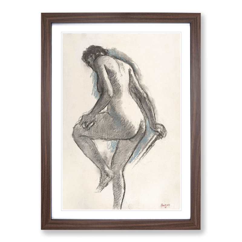 Study of a Nude Woman Vol.2 by Edgar Degas - Picture Frame Painting, 48cm H x 36cm W x 2cm D, Walnut Framed