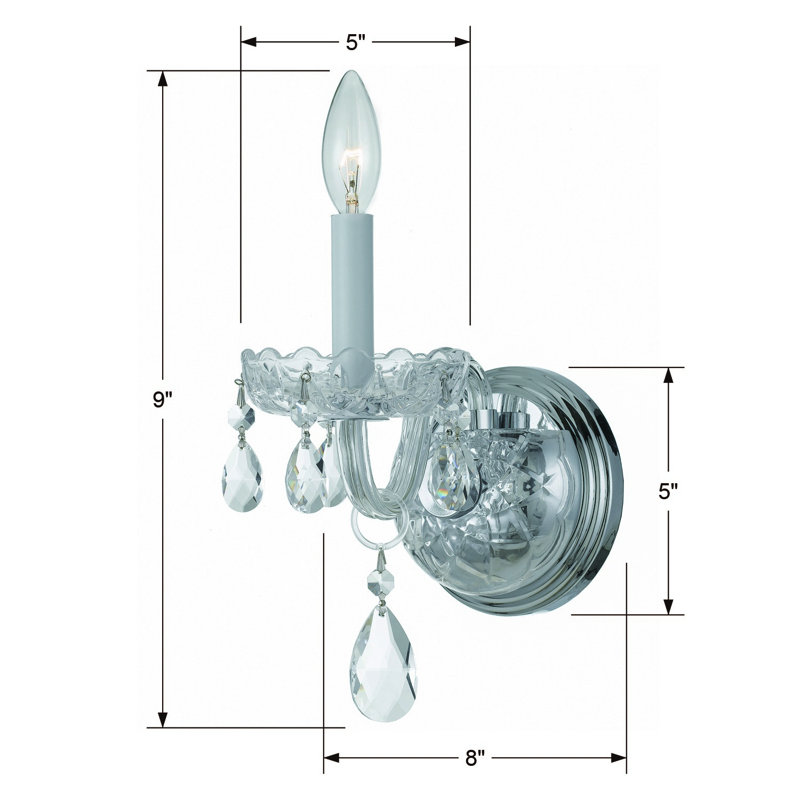 Wehr 1 - Light Candle Wall Light, Chrome, Majestic Wood Polished