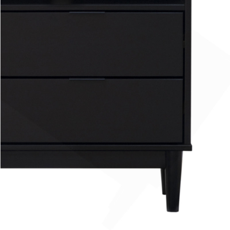 Table de chevet 2 tiroirs Mid-Century, Noir