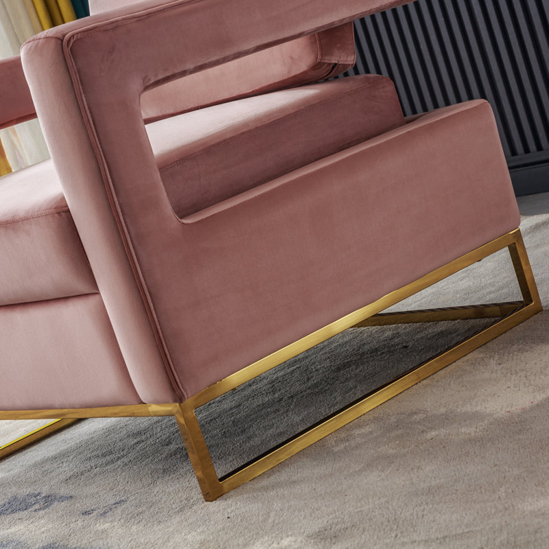 Teagann Upholstered Armchair, Pink Velvet