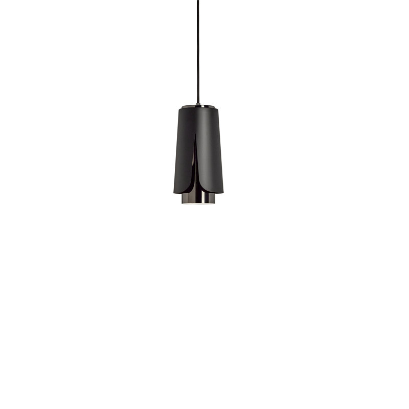 Tulipa 1 - Light Chrome Unique/Statement Pendant, Matt Black/Black Chrome