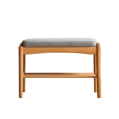 Natural Solid Wood Shoe Bench, Mid-Century Modern Storage Bench with High Rebound Sponge Cushion for Entryway and Living Spaces