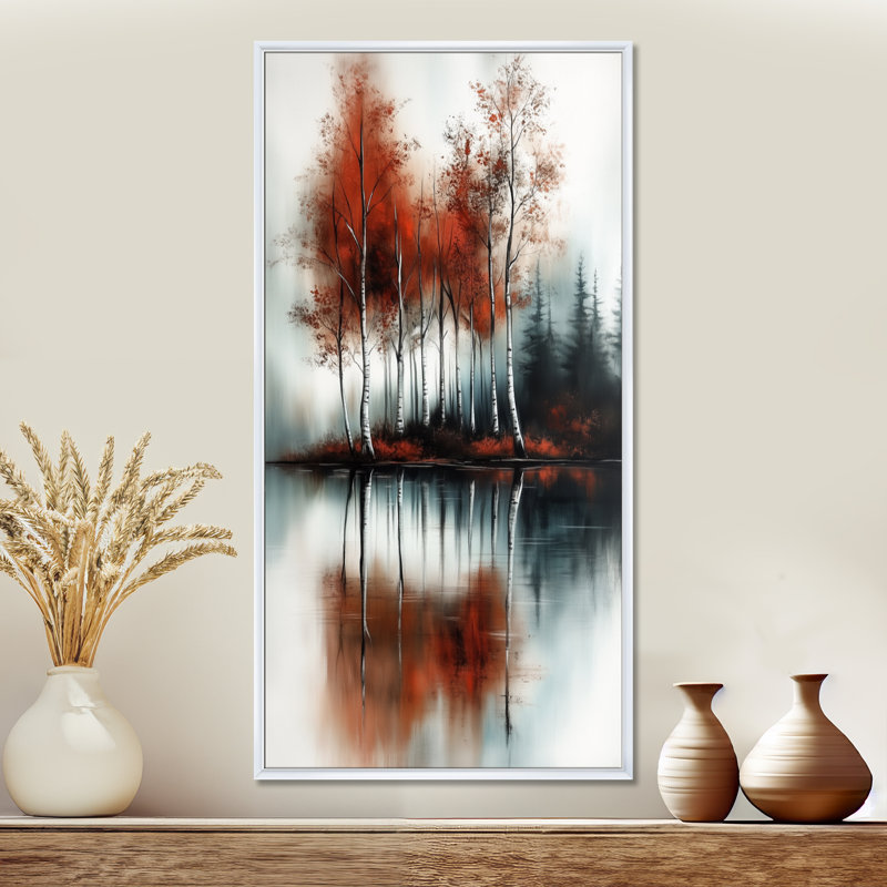 Rouge noir Banneker I - impressions encadrées sereines, décoration murale nature, 20" H x 12" W, Cadre flottant blanc