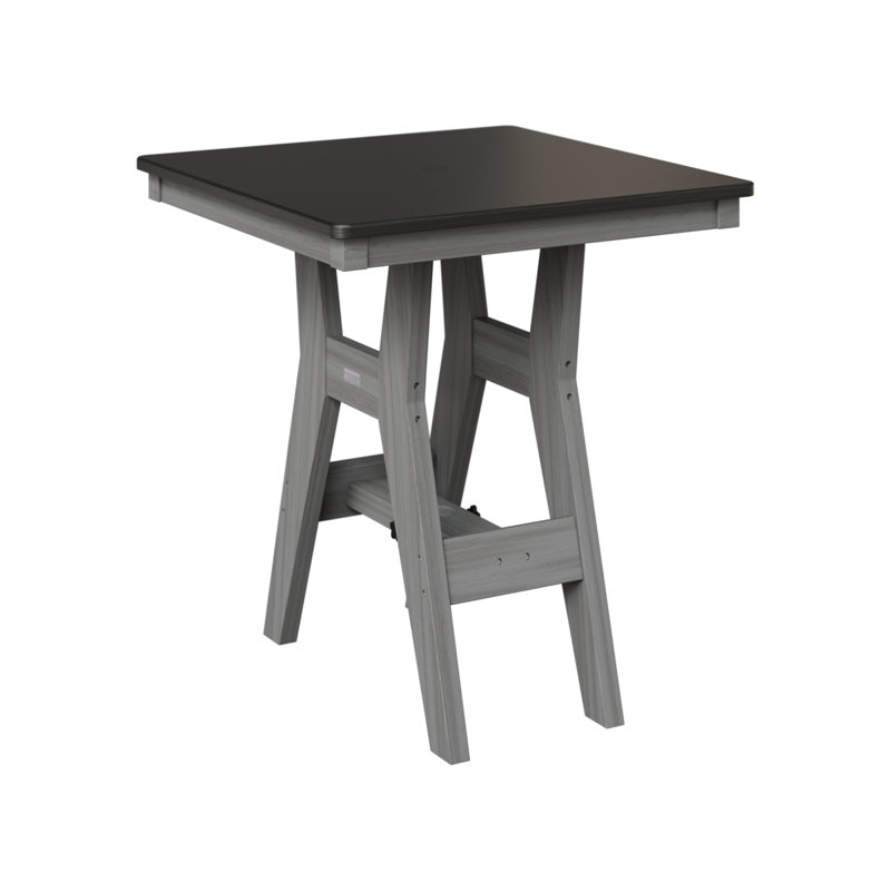 Berlin Gardens Harbor Bar Table, 38.87" H x 28" W x 28" D, Driftwood Gray, Hammered Top Black