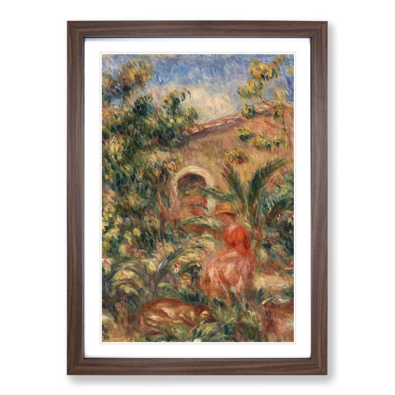 Farmhouse Vol.1 by Pierre-Auguste Renoir - Picture Frame Painting, 65cm H x 48cm W x 2cm D, Walnut