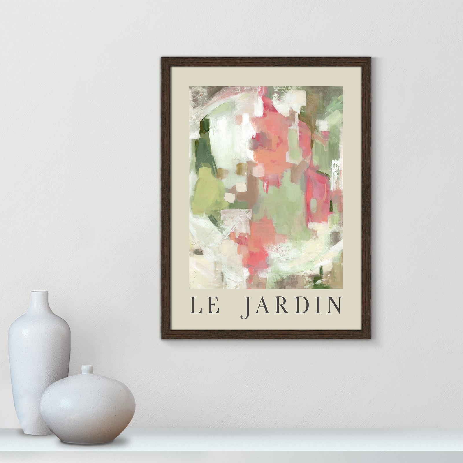 Riya "Le Jardin" Print by Carol Robinson, Walnut Single Picture Frame, No, 23" H x 17" W x 0.75" D