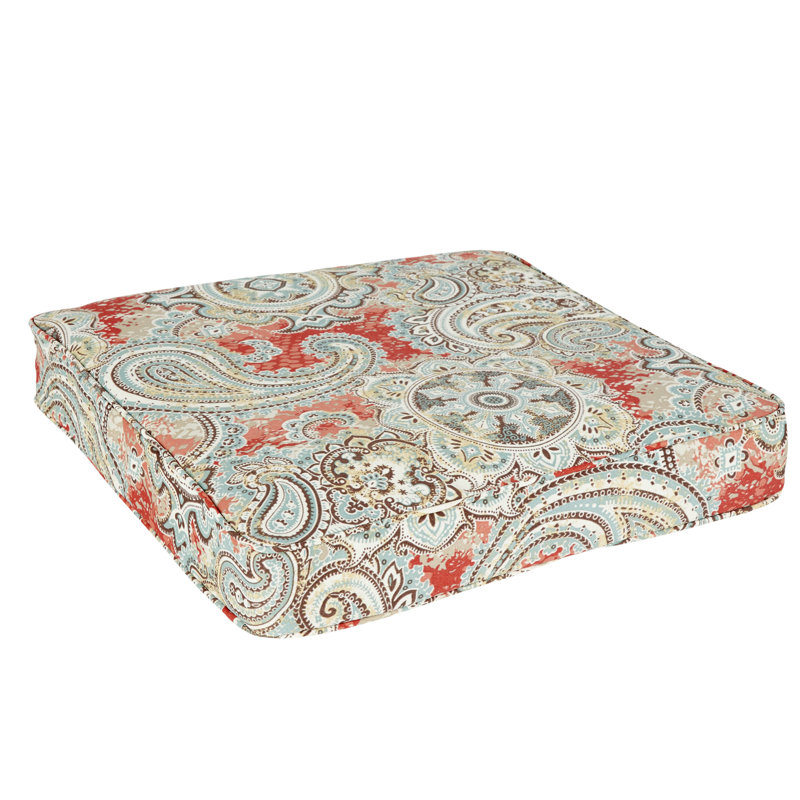 Coussin de siège intérieur/extérieur motif cachemire, H 3 po x l 19 po x P 19 po