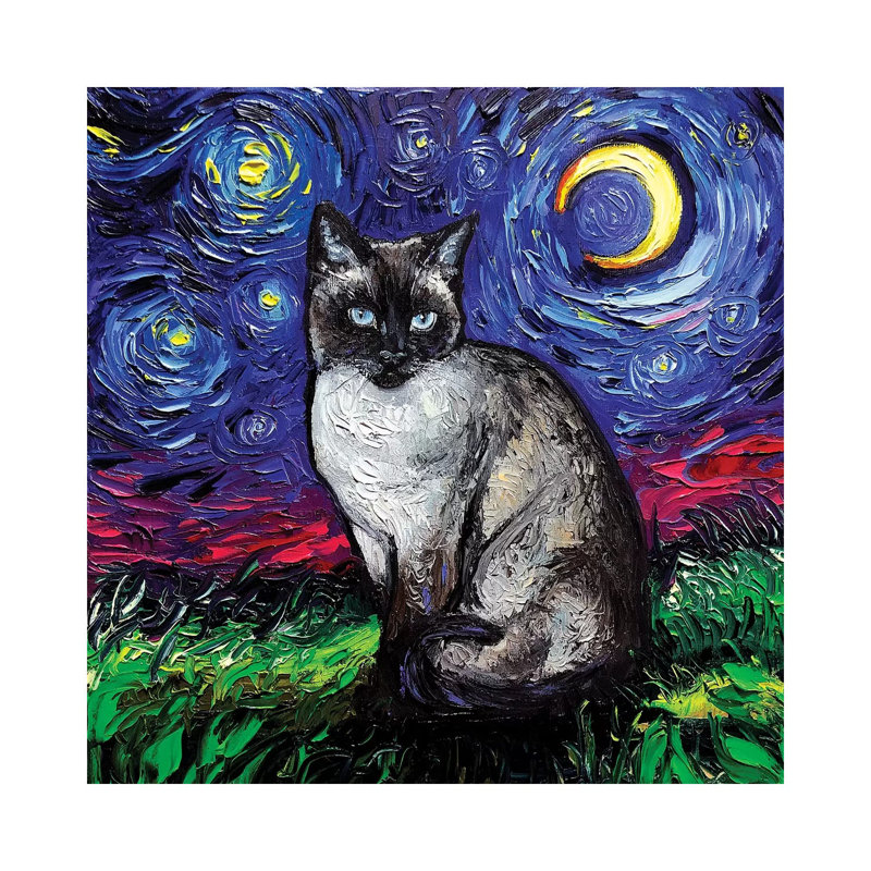" Siamese Night " by Aja Trier, Wrapped Canvas, No Mat, 26'' H x 26'' W x 1.5'' D
