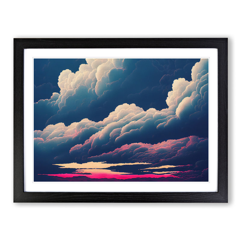 Gentle Clouds - Single Picture Frame Print, Black Framed, 34cm H x 46cm W x 2cm D