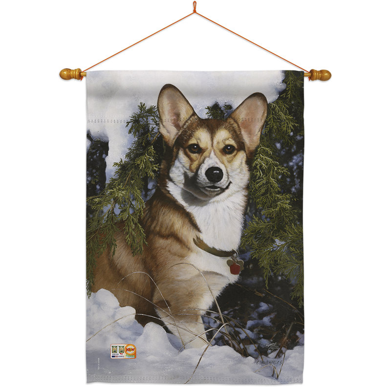 Corgi 2 faces 40 x 28 po Ensemble de drapeaux