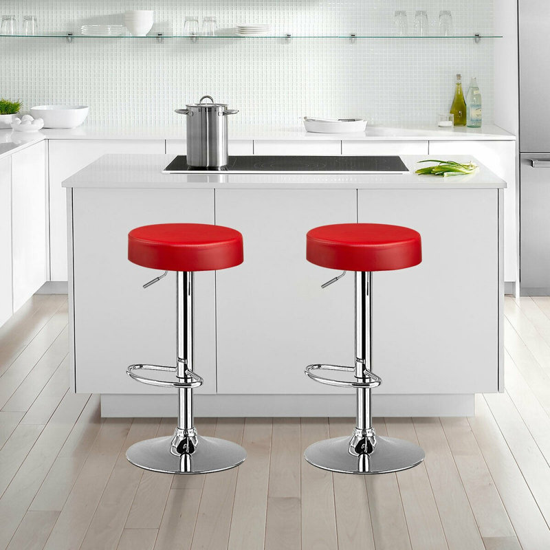 Tabouret de bar pivotant à hauteur ajustable Dawer, Rouge, 2