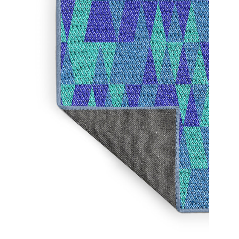 Tapis bleu à motif géométrique, Rectangle 2 pi x 3 pi