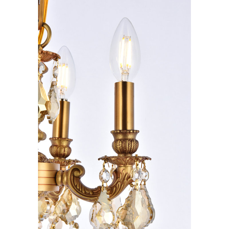 Downes 4 - Light Dimmable Chandelier, Golden Teak, Royal Cut, French Gold