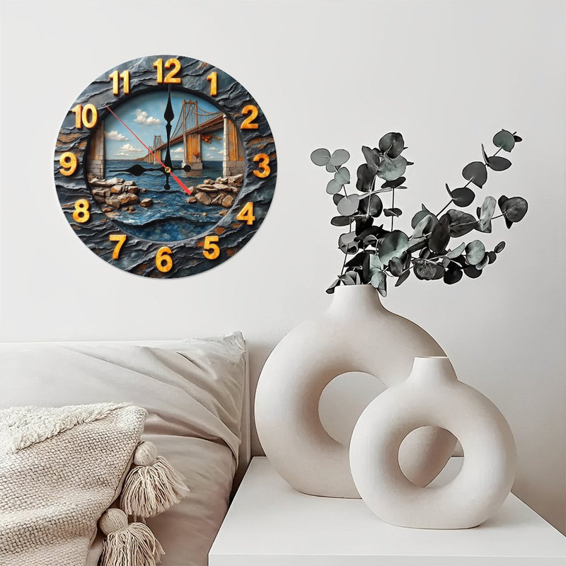 Décoration murale horloge murale en forme de pont en 2 dimensions