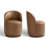 Upholstered Modern Brown Faux Leather Barrel Swivel Side Dining Chair (Set of 2)-197871048