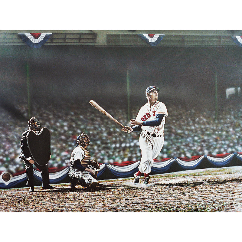«Ted Williams Swing», reproduction de peinture à l'huile sur toile tendue, H 12 po x l 16 po