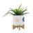 Stoneware and Ceramic Planter Set with Bamboo Stands - Modern Decorative Indoor Planters - Contemporary Geometric Design - Set of 2-996206073-944914616